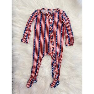 Little bum bums patriotic long sleeve footed‎ sleeper 3-6m EUC